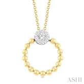 1/6 Ctw Round Cut Diamond Bead Shank Round Shape Lovebright Pendant With Chain in 10K Yellow and White Gold